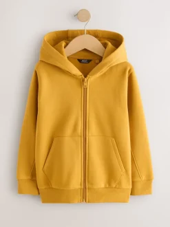 jaune ocre - Sweat à capuche zippé (3-16ans)