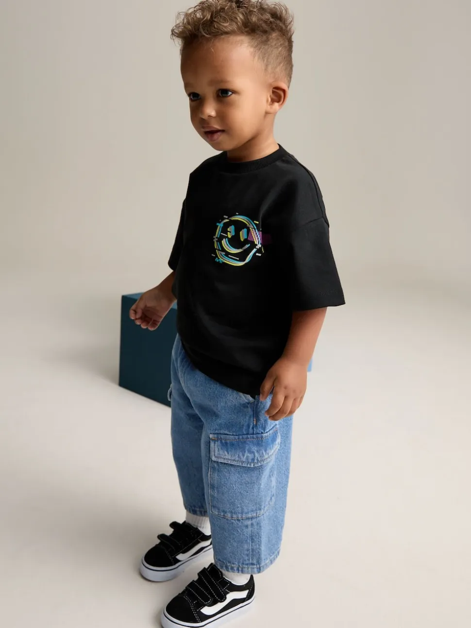 Jean bleu moyen - Ample Cargos à tirer 100% Cotton Jeans (3mths-7yrs)