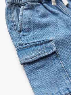 Jean bleu moyen - Ample Cargos à tirer 100% Cotton Jeans (3mths-7yrs)