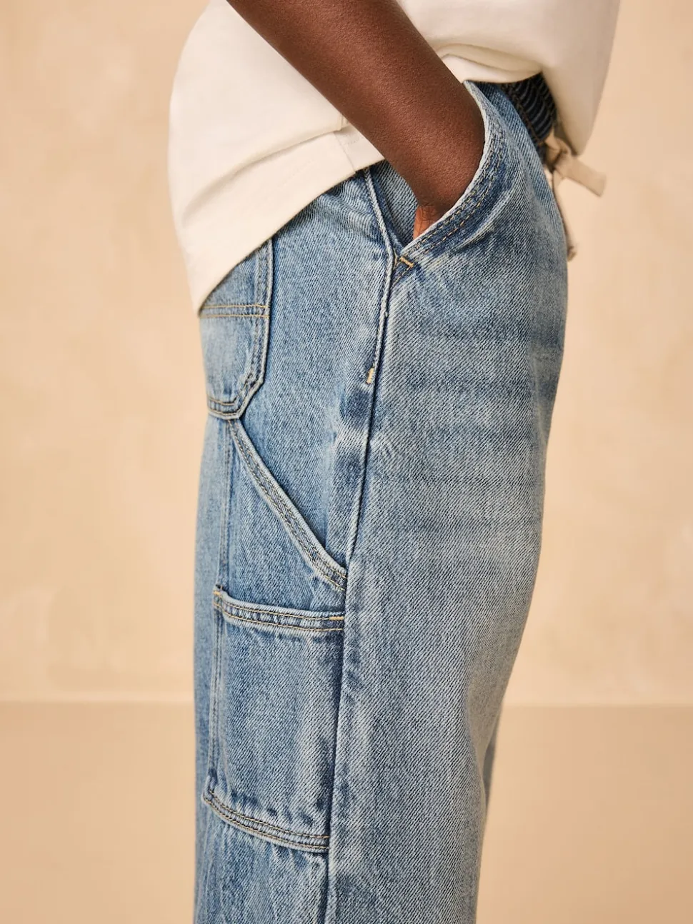 Jean bleu moyen - Jean charpentier à enfiler en Denim (3-16ans)