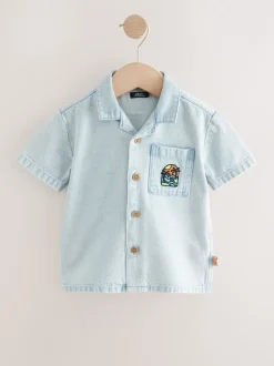 Jena bleu - Chemise à manches courtes avec col à revers (3mois à7ans)