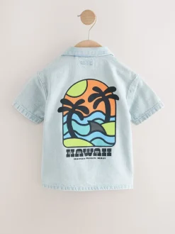 Jena bleu - Chemise à manches courtes avec col à revers (3mois à7ans)