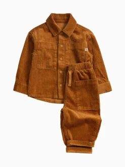 KIDLY by MORI Veste-chemise marron en velours côtelé