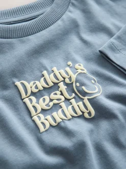 Le meilleur compagnon bleu du papa - Petit t-shirt graphique à manches courtes (3mois à7ans)