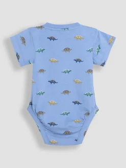 Lot de 2 bodys JoJo Maman Bébé Stegosaurus et unis à manches courtes