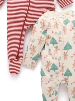 Lot de 2 Combinaison de nuit zippés de Noël Purebaby