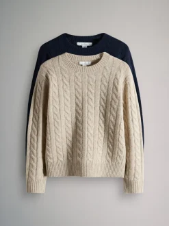 Lot de 2 Pulls The Set en maille Torsade