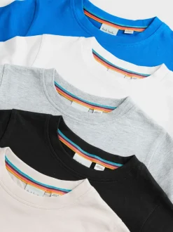 Lot de 5 t-shirts Paul Smith Junior bleu/blanc/gris Signature garçon