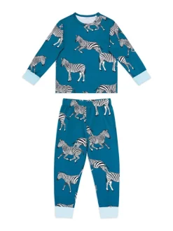Lot de deux pyjamas longs Chelsea Peers pour enfant à losanges ours et zèbre