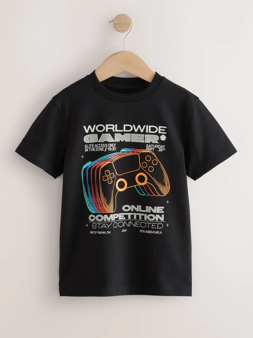 Manette noire/multicolore - T-shirt imprimé graphique à manches courtes coupe régulière (3-16ans)