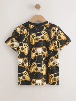 Manette noir/or - T-shirt imprimé régulier à manches courtes (3-16ans)