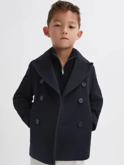 Manteau Reiss Bergamo en sergé de laine Mélange Double boutonnage