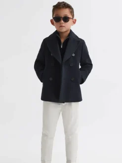 Manteau Reiss Bergamo en sergé de laine Mélange Double boutonnage