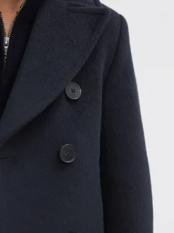 Manteau Reiss Bergamo en sergé de laine Mélange Double boutonnage