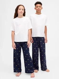 marine - Bas de pyjama Gap en flanelle assorti (5-13ans)