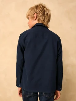 marine - Chemise unie à manches longues à double poche (3-16ans)