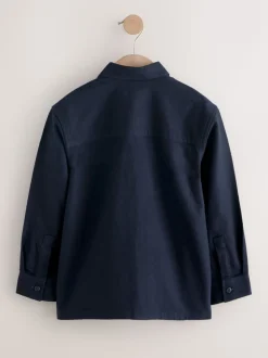 marine - Chemise unie à manches longues à double poche (3-16ans)