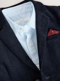 marine - Ensemble Blazer Chemise et Pantalons en velours côtelé (3mois-9ans)