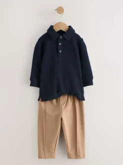 marine - Ensemble polo et jogging à manches longues (3mois-7ans)