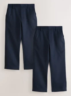 marine - Lot de 2 pantalons d’école à enfiler coupe standard (3-17ans)