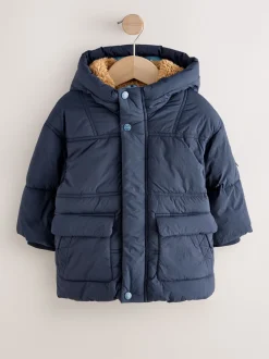 marine - Manteau rembourré doublé Borg Résistant à la douche (3mois-7ans)