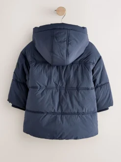 marine - Manteau rembourré doublé Borg Résistant à la douche (3mois-7ans)