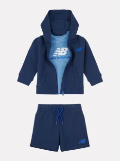 marine - New Balance Ensemble t-shirt et short zippé 100% coton pour enfant