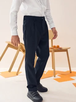 marine - Pantalon scolaire à plis (3-17ans)