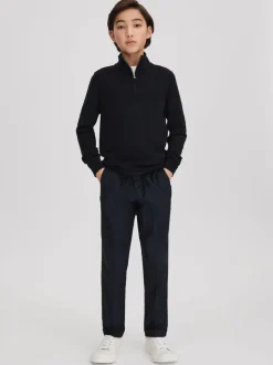 marine - Pull en laine Reiss Blackhall à quart de zip