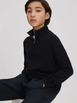 marine - Pull en laine Reiss Blackhall à quart de zip