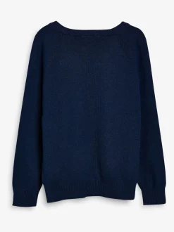 marine - Pull en maille à col en V (3-16ans)