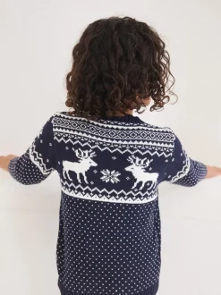 marine - Pull The Little Tailor motif jacquard renne de Noël enfant