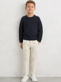 marine - Pulls Reiss Beech en laine mérinos mélangée à détails côtelés