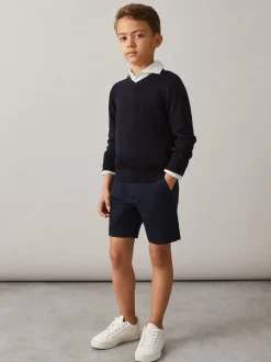 marine - Short chino Reiss Wicket en coton stretch