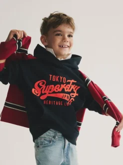 marine - Superdry Logo Sweat-shirt à capuche