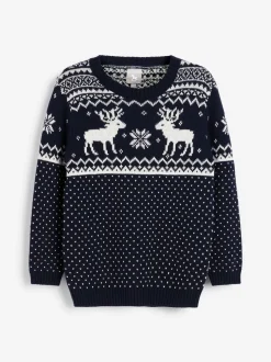 marine - The Little Tailor - Pull de Noël en forme de renne et de foire