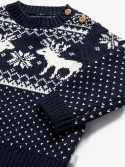 marine - The Little Tailor - Pull de Noël en forme de renne et de foire