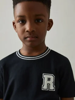 marine - T-shirt en coton Reiss Palmers avec écusson lettre