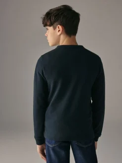 marine - T-shirt Superdry Henley à manches longues