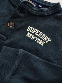 marine - T-shirt Superdry Henley à manches longues
