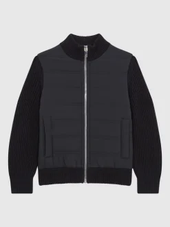 marine - Veste matelassée Reiss Trainer hybride avec fermeture éclair
