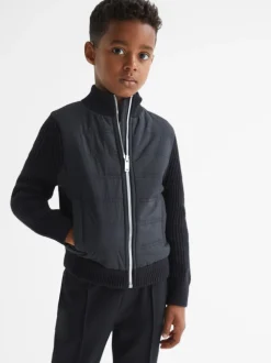 marine - Veste matelassée Reiss Trainer hybride avec fermeture éclair