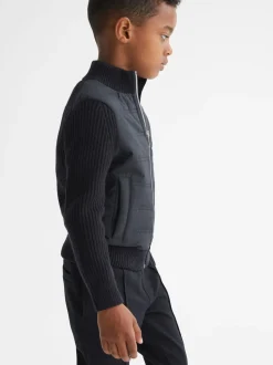 marine - Veste matelassée Reiss Trainer hybride avec fermeture éclair