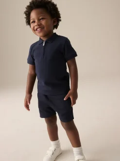 Marine Texturée - Ensemble polos et shorts de manches (3mois-7ans)