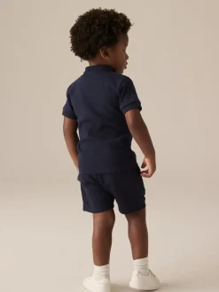 Marine Texturée - Ensemble polos et shorts de manches (3mois-7ans)