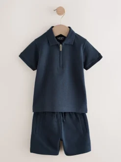 Marine Texturée - Ensemble polos et shorts de manches (3mois-7ans)