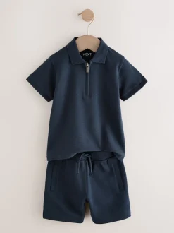 Marine Texturée - Ensemble polos et shorts de manches (3mois-7ans)