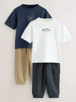 Marine/Blanc - Ensemble T-shirt à manches courtes et jogging utilitaire Lot de 2 (3mois-7ans)