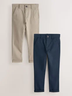 Marine/Pierre - Lot de 2 pantalons chino skinny extensible (3-17ans)