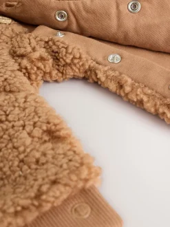 Marron - Combinaison bébé à capuche en peau de mouton